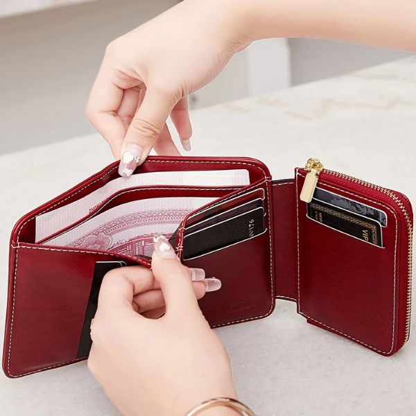 Portefeuille Court Femme Antivol RFID en Cuir PU