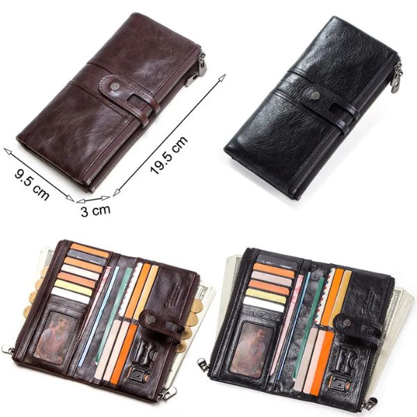 Portefeuille Long en Cuir Véritable