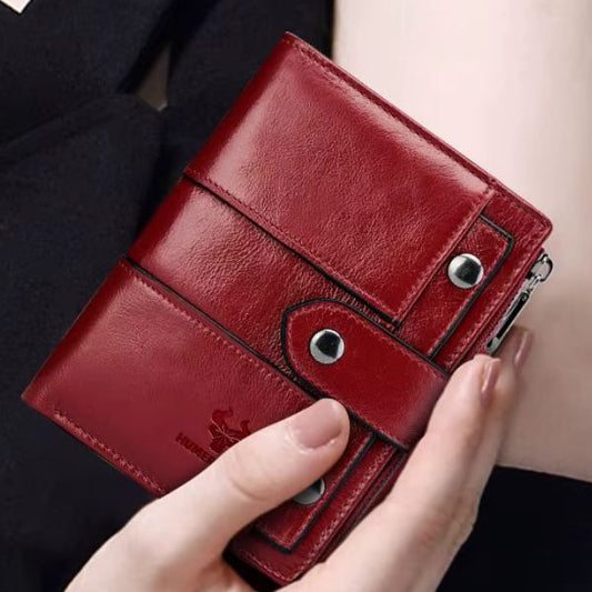 Portefeuille en Cuir Véritable avec Protection RFID pour Femme