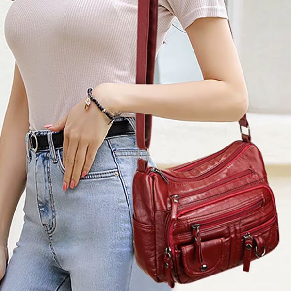 Sac Bandoulière Multi-Poches Style Décontracté