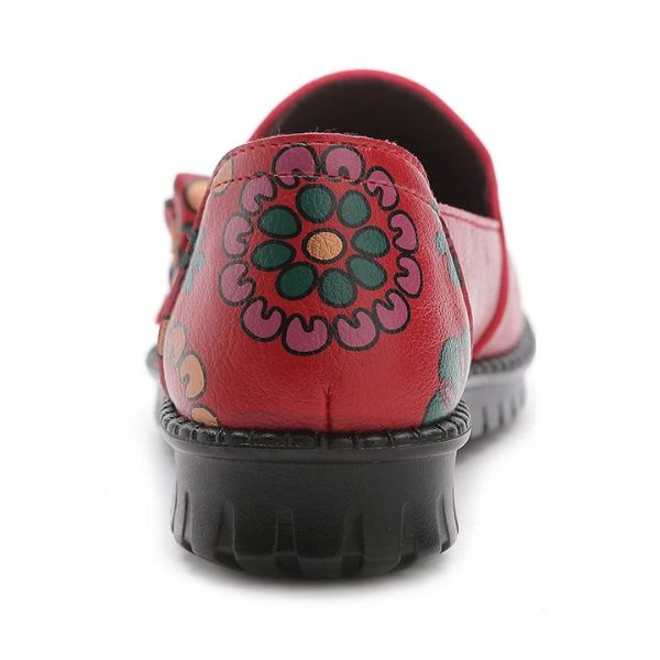 Mocassins Vintage en Cuir avec Détails Floraux