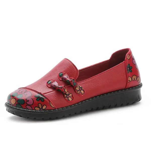 Mocassins Vintage en Cuir avec Détails Floraux