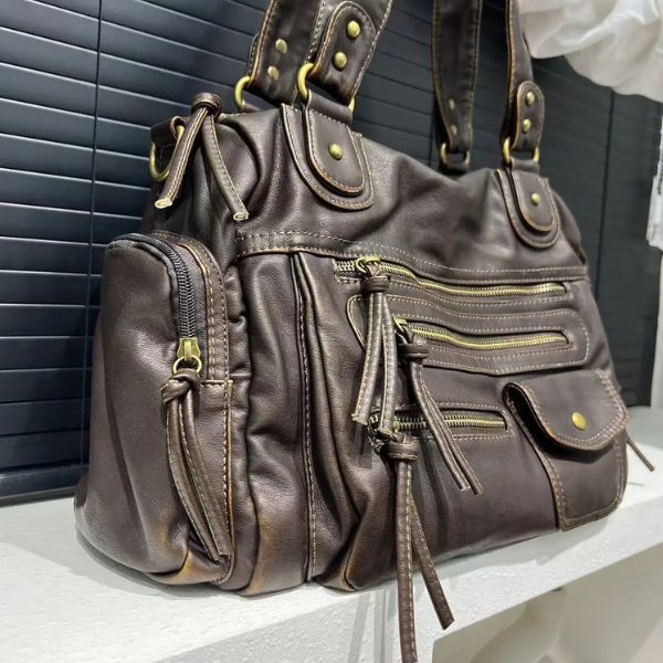 Sac à Main Motard en Cuir PU avec Multi-Poches