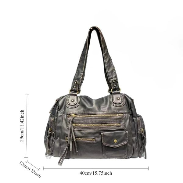 Sac à Main Motard en Cuir PU avec Multi-Poches