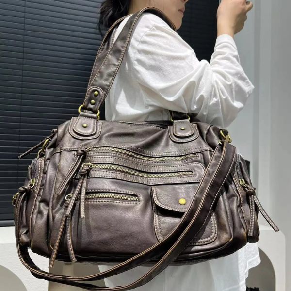 Sac à Main Motard en Cuir PU avec Multi-Poches