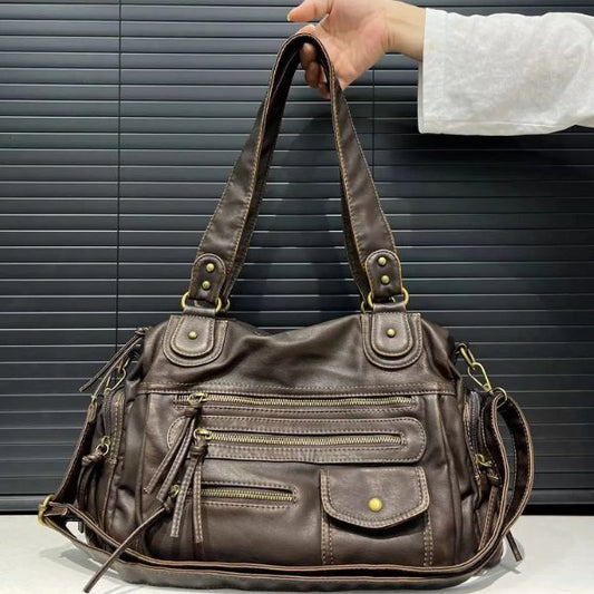 Sac à Main Motard en Cuir PU avec Multi-Poches