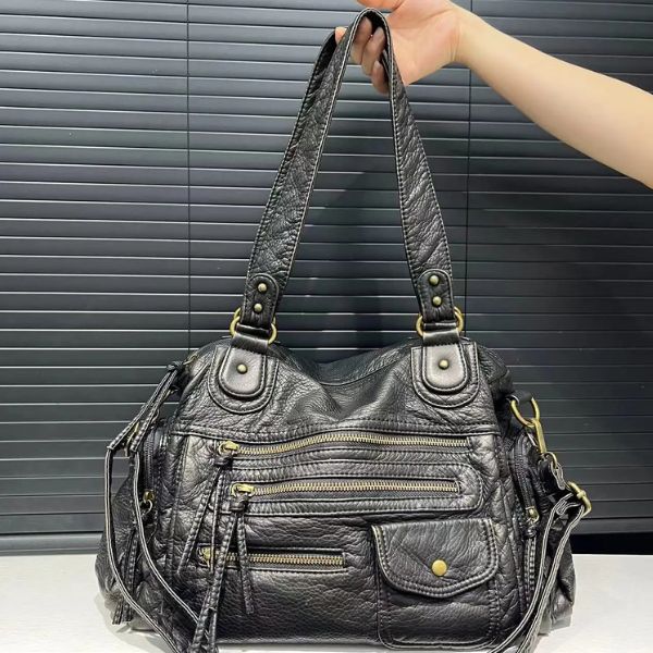 Sac à Main Motard en Cuir PU avec Multi-Poches