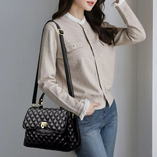 Sac à Main Matelassé en Cuir avec Bandoulière