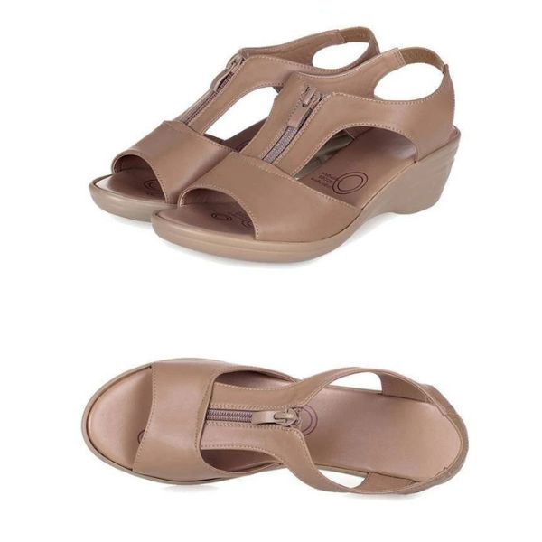 Sandales Confort en Cuir PU avec Talon Compensé