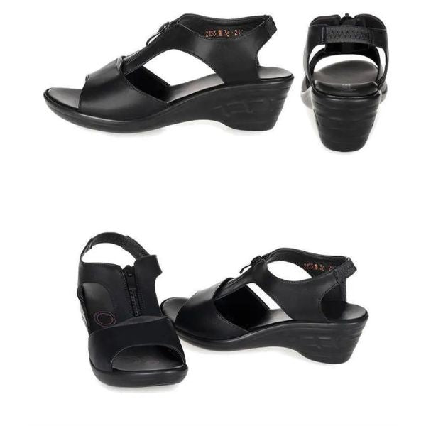 Sandales Confort en Cuir PU avec Talon Compensé