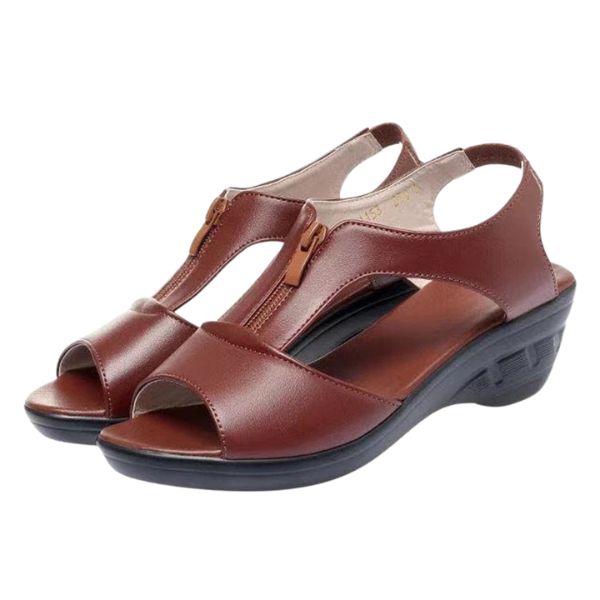 Sandales Confort en Cuir PU avec Talon Compensé