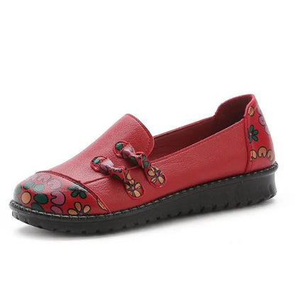 Mocassins Vintage en Cuir avec Détails Floraux