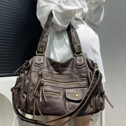 Sac à Main Motard en Cuir PU avec Multi-Poches