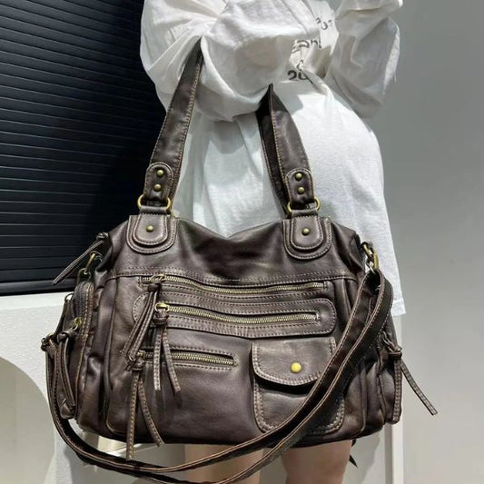 Sac à Main Motard en Cuir PU avec Multi-Poches