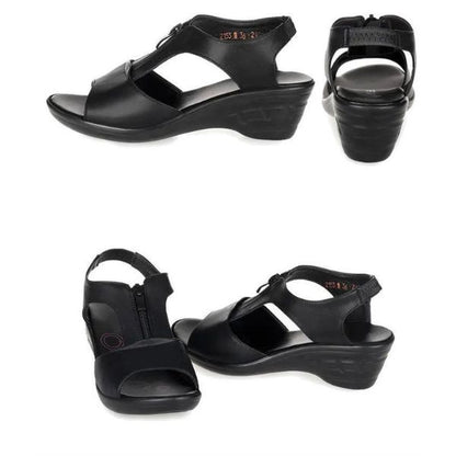Sandales Confort en Cuir PU avec Talon Compensé